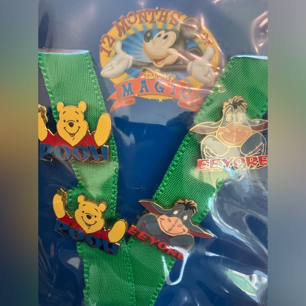 Disney Magic Pins Winnie the Pooh Eeyore with Lanyard NEW